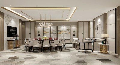 新中式包厢3D模型下载